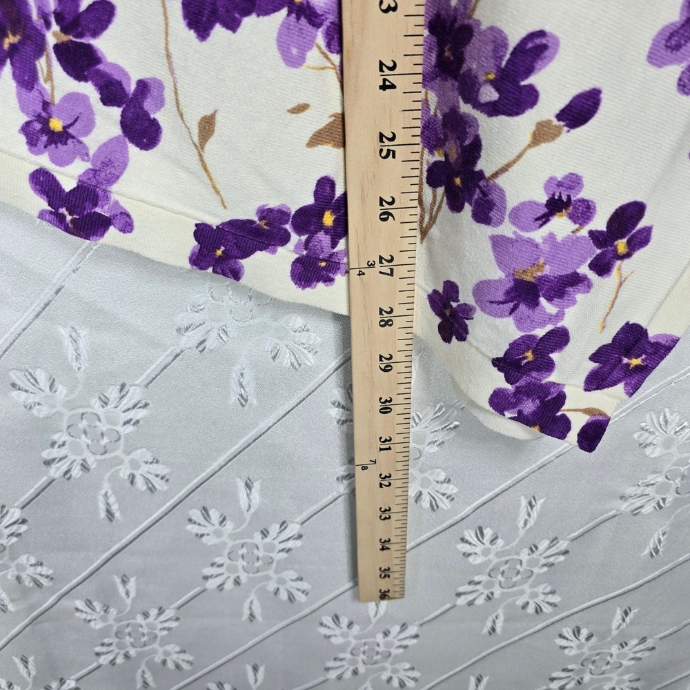 Talbots Cream Purple Floral Chintz Asymmetrical Poncho Knit Top Woman M/L NWT - Picture 7 of 12